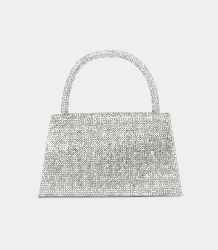 BEBE SILVER HOLLYWOOD DIAMOND MINI SATCHEL