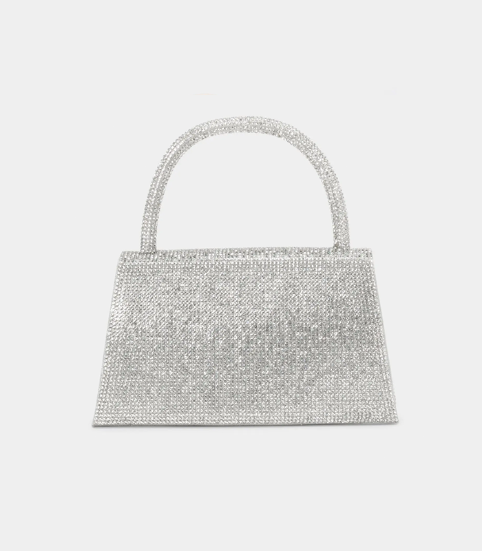 BEBE SILVER HOLLYWOOD DIAMOND MINI SATCHEL