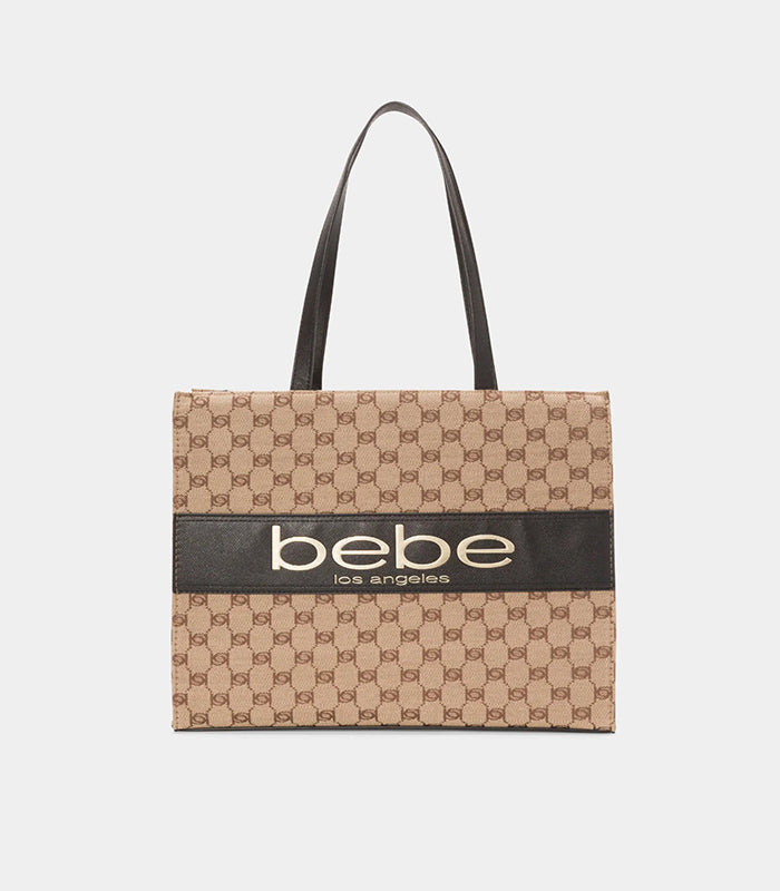 BEBE SERENA LG JAQUARD TOTE (BLACK)