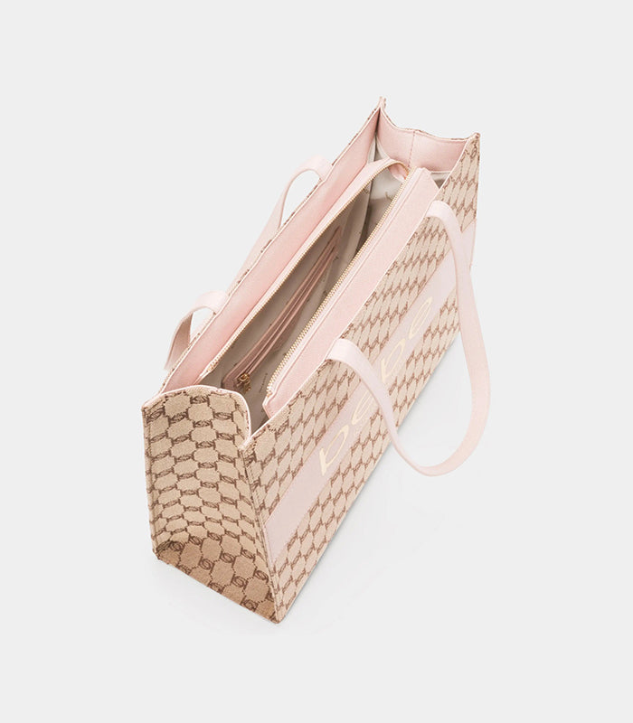 BEBE SERENA LG JAQUARD TOTE (POWDER PINK)