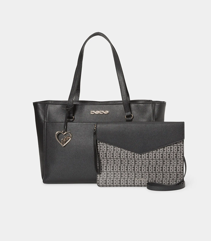 BEBE TANYA TOTE W/ LOGO POUCH (BLACK)