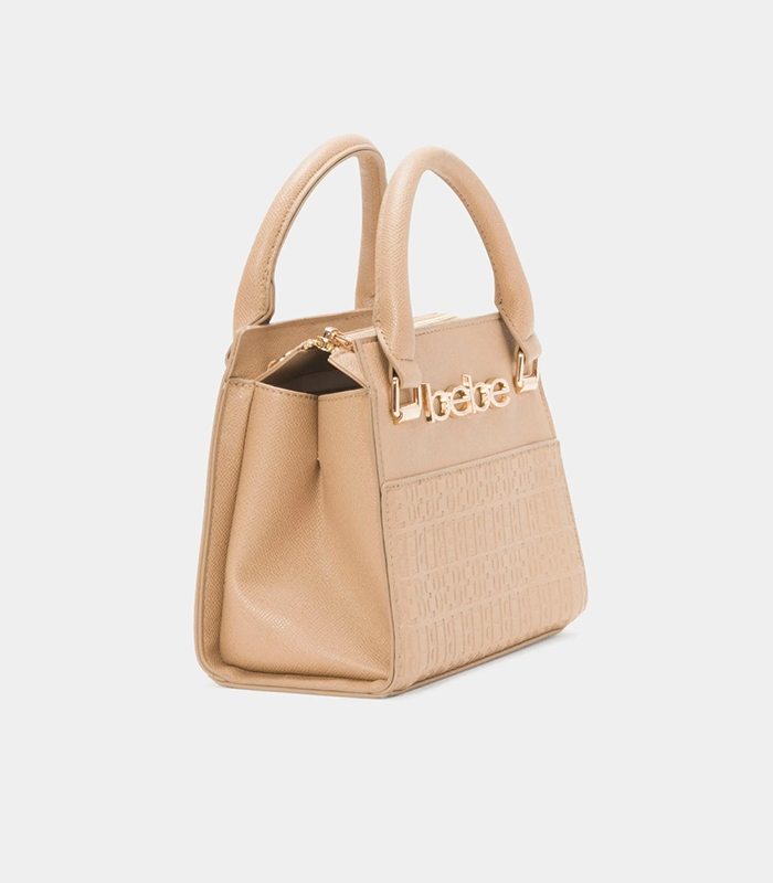 BEBE ZURI SMALL SATCHEL (ALMOND)