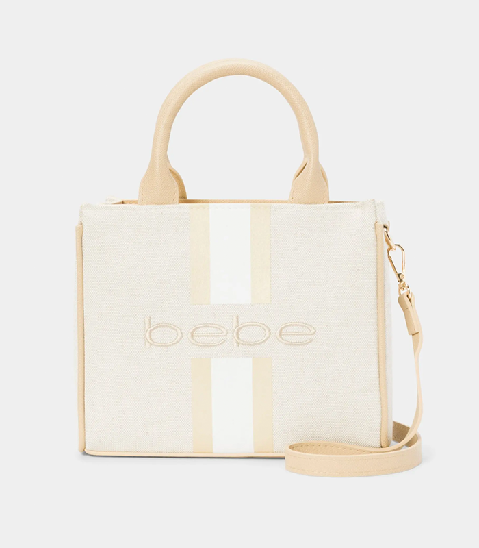 BEBE PAISLEY MINI CANVAS SATCHEL (ALMOND)