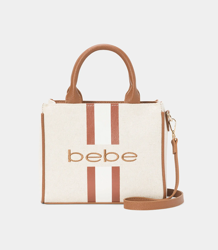 BEBE PAISLEY MINI CANVAS SATCHEL (CARAMEL)