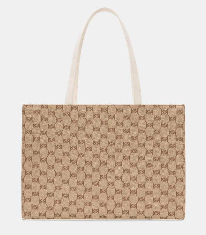 BEBE SERENA LARGE JACQUARD TOTE (OFF WHITE)